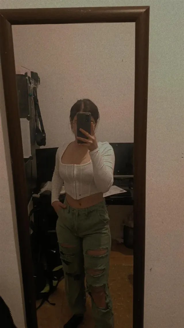 Pantalón tejano verde roto