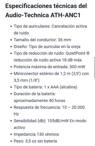 Auriculares Audio-Technica ATH-ANC1