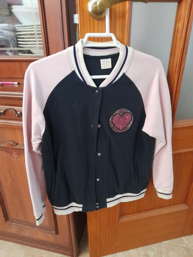 Chaqueta niña negra y rosa
