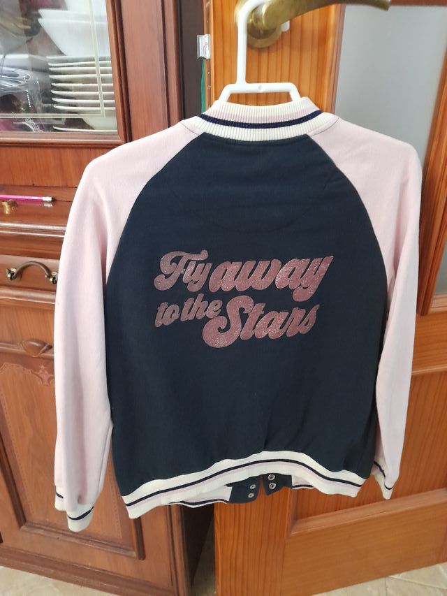 Chaqueta niña negra y rosa