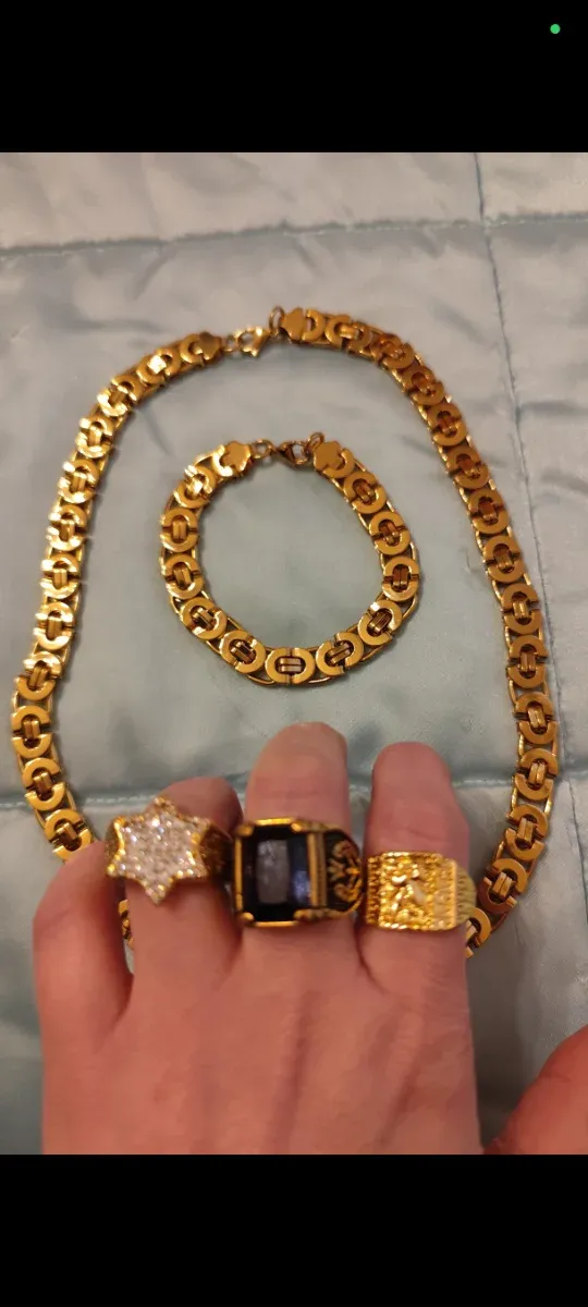 Set di gioielli in oro 18k da uomo, ideale per Natale