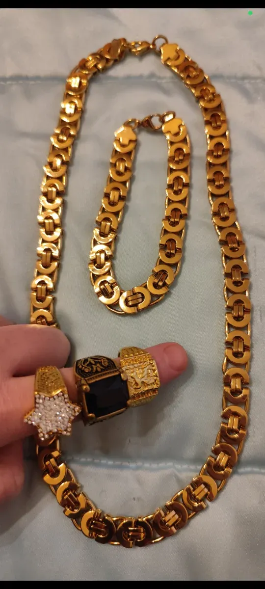 Set di gioielli in oro 18k da uomo, ideale per Natale