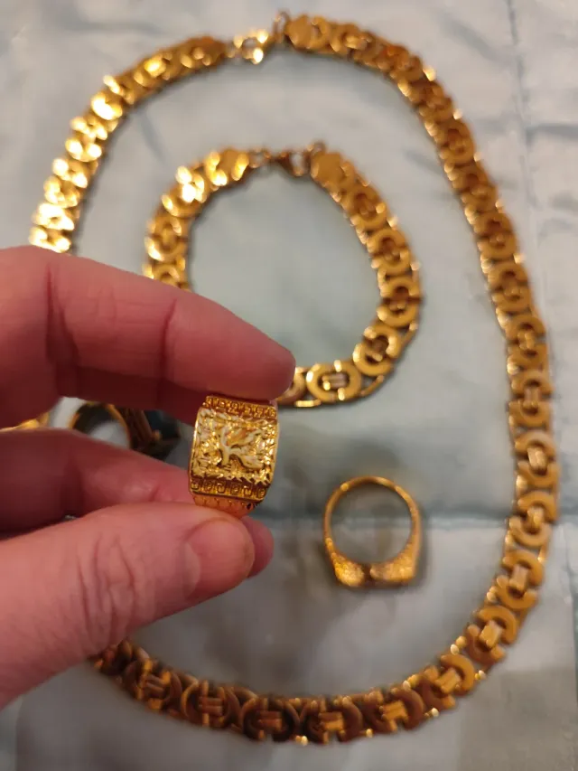 Set di gioielli in oro 18k da uomo, ideale per Natale