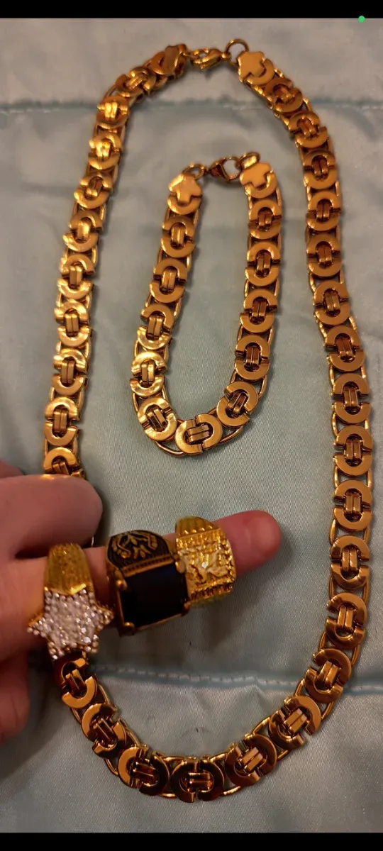 Set di gioielli in oro 18k da uomo, ideale per Natale