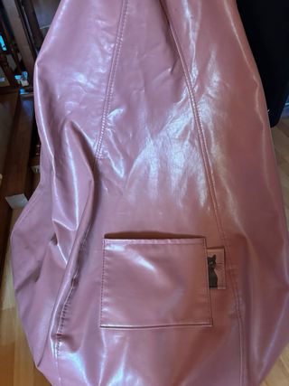 Puff pera polipiel rosa