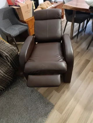 Sillón reclinable polipiel marrón