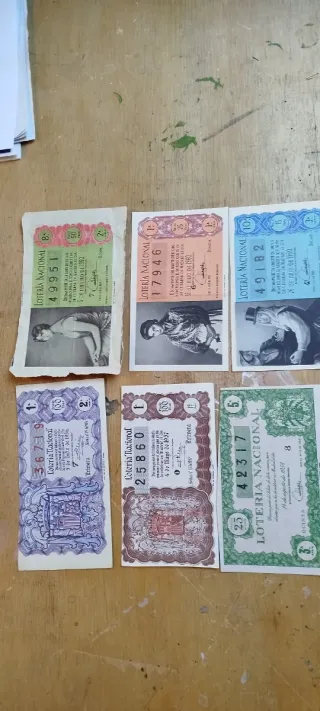 Lotería Nacional decimos antiguos