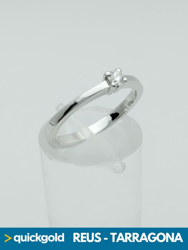 035-01-00862 ANILLO ORO 18k BLANCO DIAMANTE SOLITA