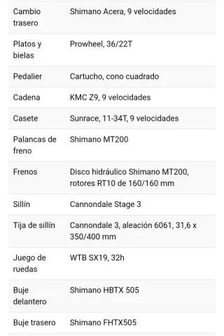 Bicicleta Montaña Verde Cannondale trail talla L