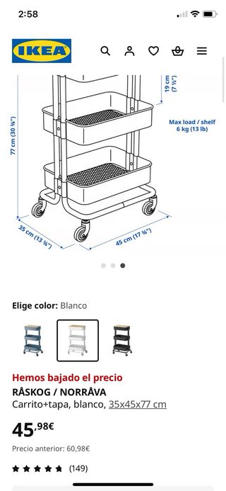 RÅSKOG /NORRÅVA Carrito+tapa -conservo las ruedas