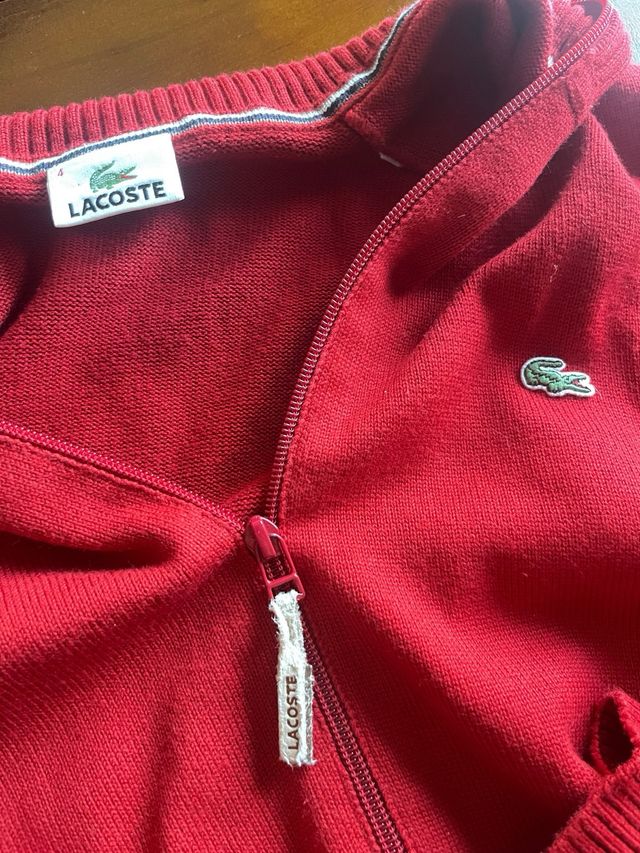 Sudadera Lacoste Roja Cuello Cremallera