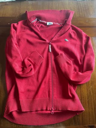 Sudadera Lacoste Roja Cuello Cremallera