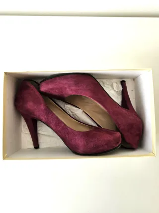 Scarpe décolleté donna bordeaux in pelle, tg 37,5