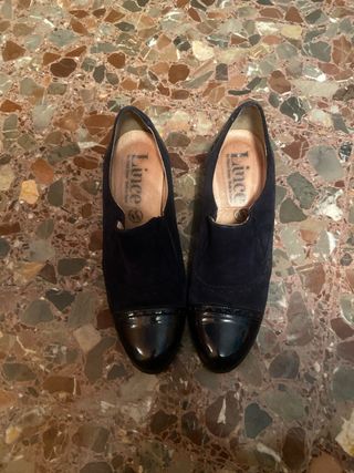 Zapatos Lince Piel Mujer Negros/Azules