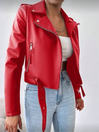 Chaqueta biker roja