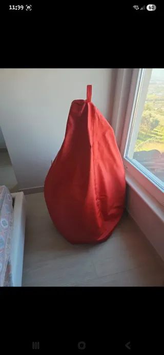 Pouf a sacco in ecopelle rossa