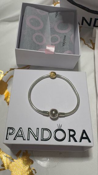 Pulsera Pandora Plata y Oro con Charm