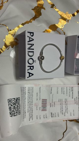 Pulsera Pandora Plata y Oro con Charm