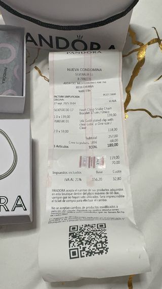 Pulsera Pandora Plata y Oro con Charm