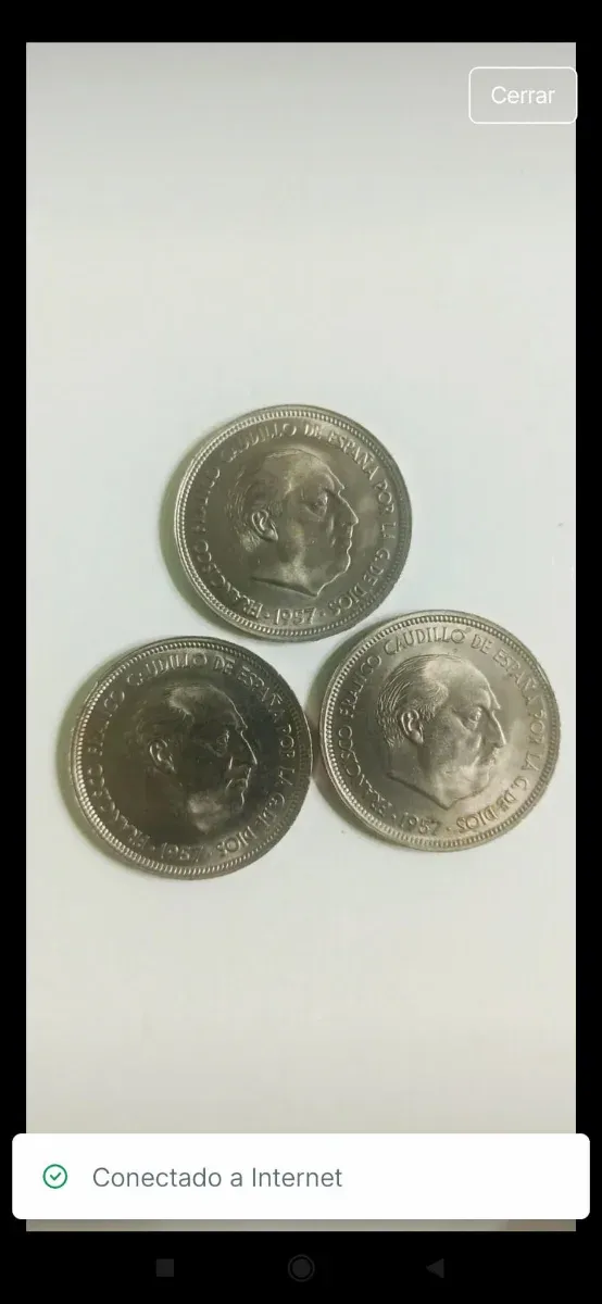3 Monedas Franco 1957 España, estrellas 58,59 y 60