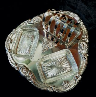 Vassoio Port Toast Argentato Vintage Falstaff