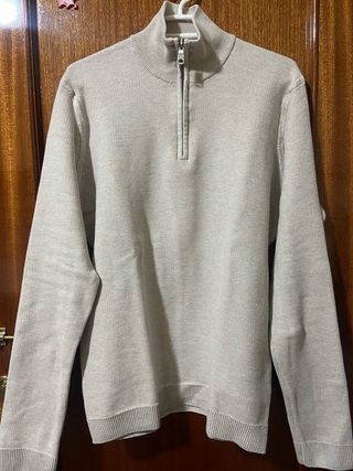 Jersey beige Sfera cuello alto cremallera