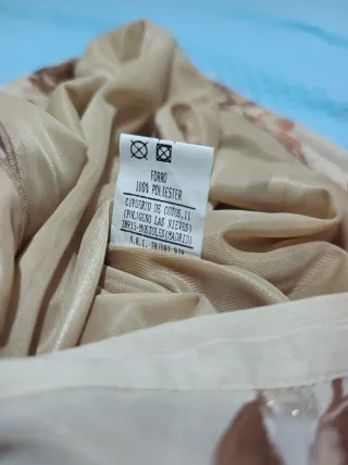 Falda de seda floral beige y marrón