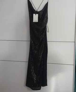 Vestido lentejuelas Pull&Bear negro