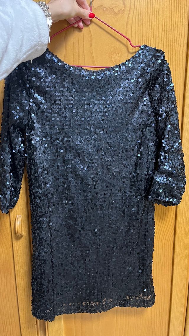 Vestido Zara lentejuelas negro Talla S