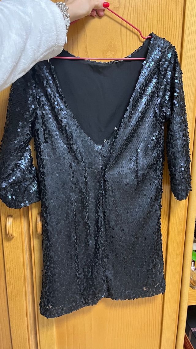 Vestido Zara lentejuelas negro Talla S