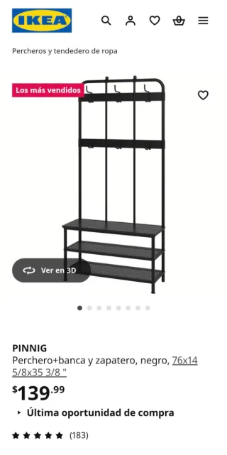 Perchero Zapatero Ikea Negro