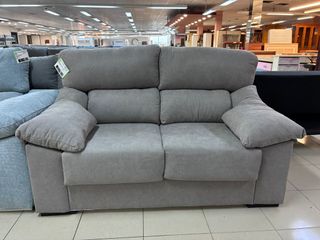 Sofá 2 plazas gris tela asientos deslizantes NUEVO