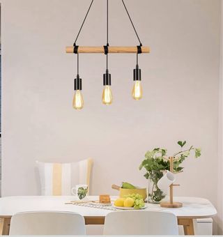 Lampadario industriale legno e metallo