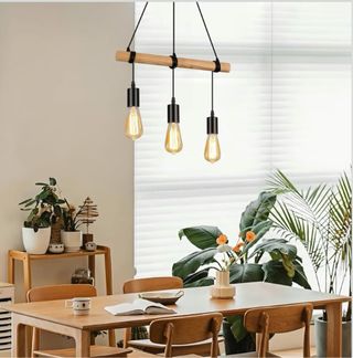 Lampadario industriale legno e metallo