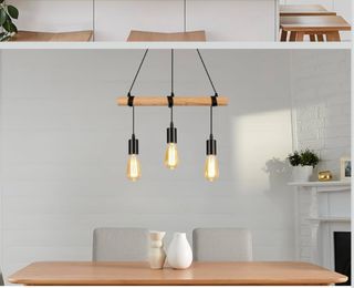 Lampadario industriale legno e metallo