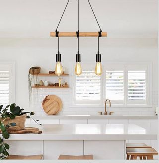 Lampadario industriale legno e metallo