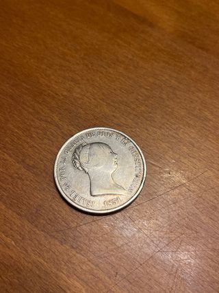 Moneda 20 Reales Isabel II 1851 Plata