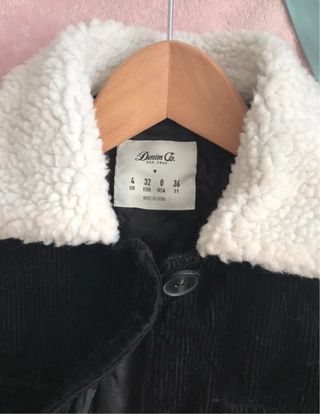 Cazadora Negra Pana con Borrego Bomber Talla S