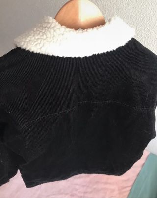 Cazadora Negra Pana con Borrego Bomber Talla S