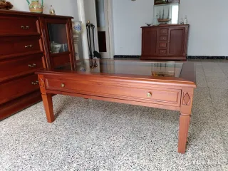 Mesa de centro madera con tapa cristal