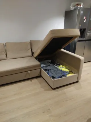 Sofá Cama Chaise Longue Beige