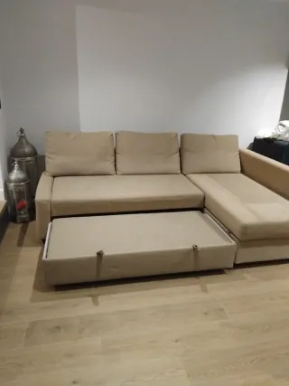 Sofá Cama Chaise Longue Beige