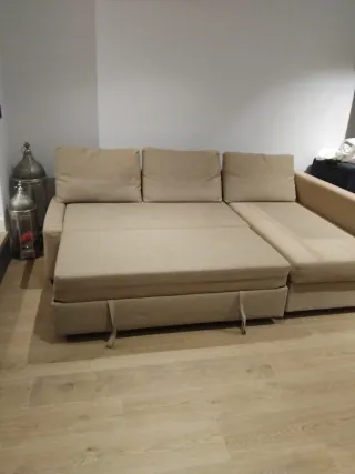 Sofá Cama Chaise Longue Beige