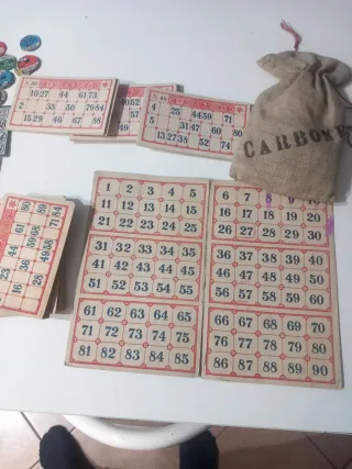 Tombola anni 40-50 - Cartelle e sacchetto
