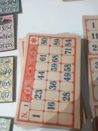 Tombola anni 40-50 - Cartelle e sacchetto
