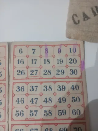 Tombola anni 40-50 - Cartelle e sacchetto