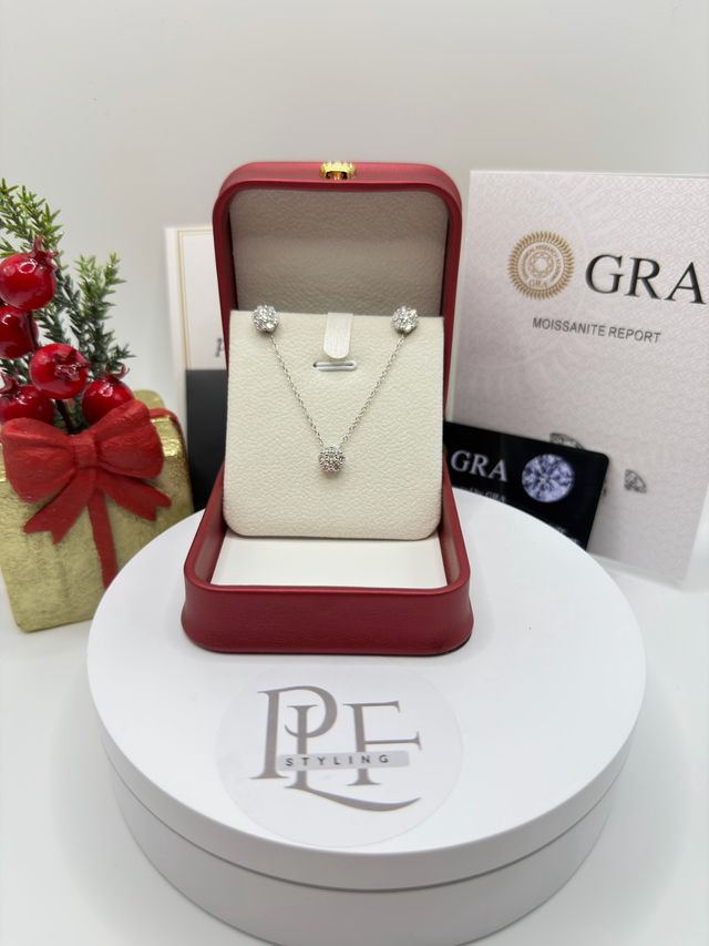 Set Collana Orecchini Moissanite Argento