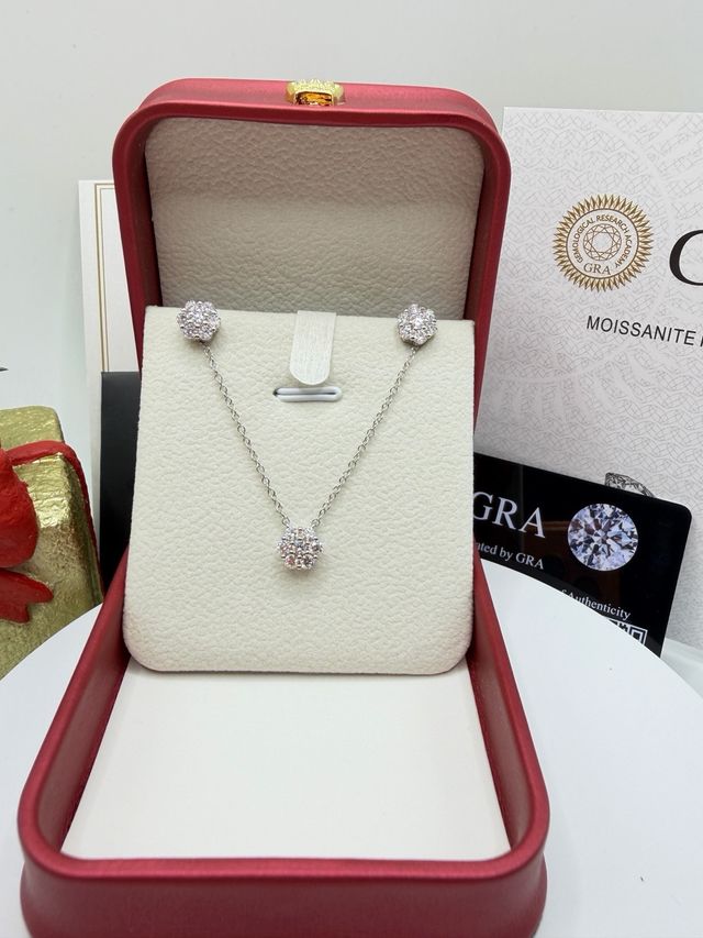 Set Collana Orecchini Moissanite Argento