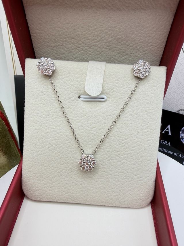 Set Collana Orecchini Moissanite Argento