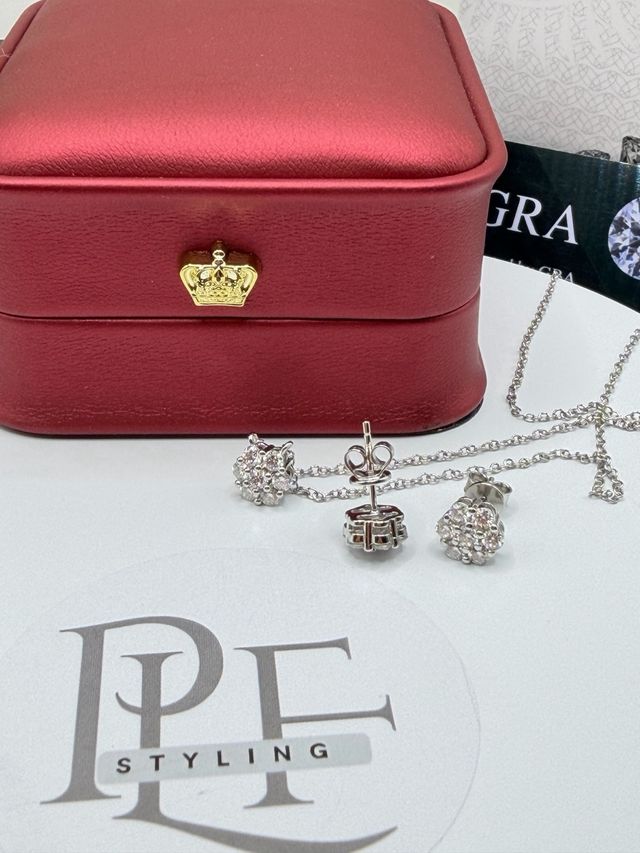 Set Collana Orecchini Moissanite Argento